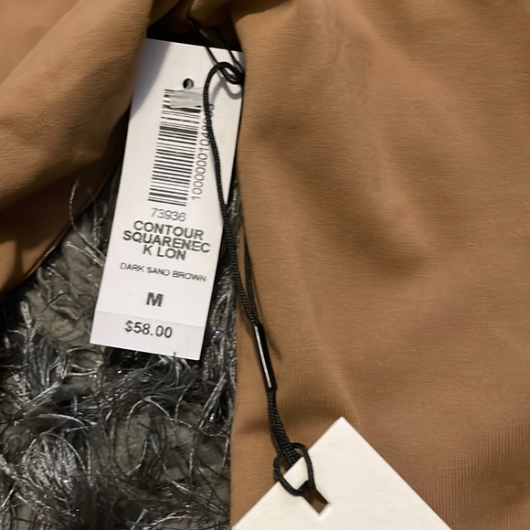 ARITZIA BABATON CONTOUR SQUARENECK BODYSUIT DARK SAND BROWN SIZE MEDIUM - Picture 4 of 6